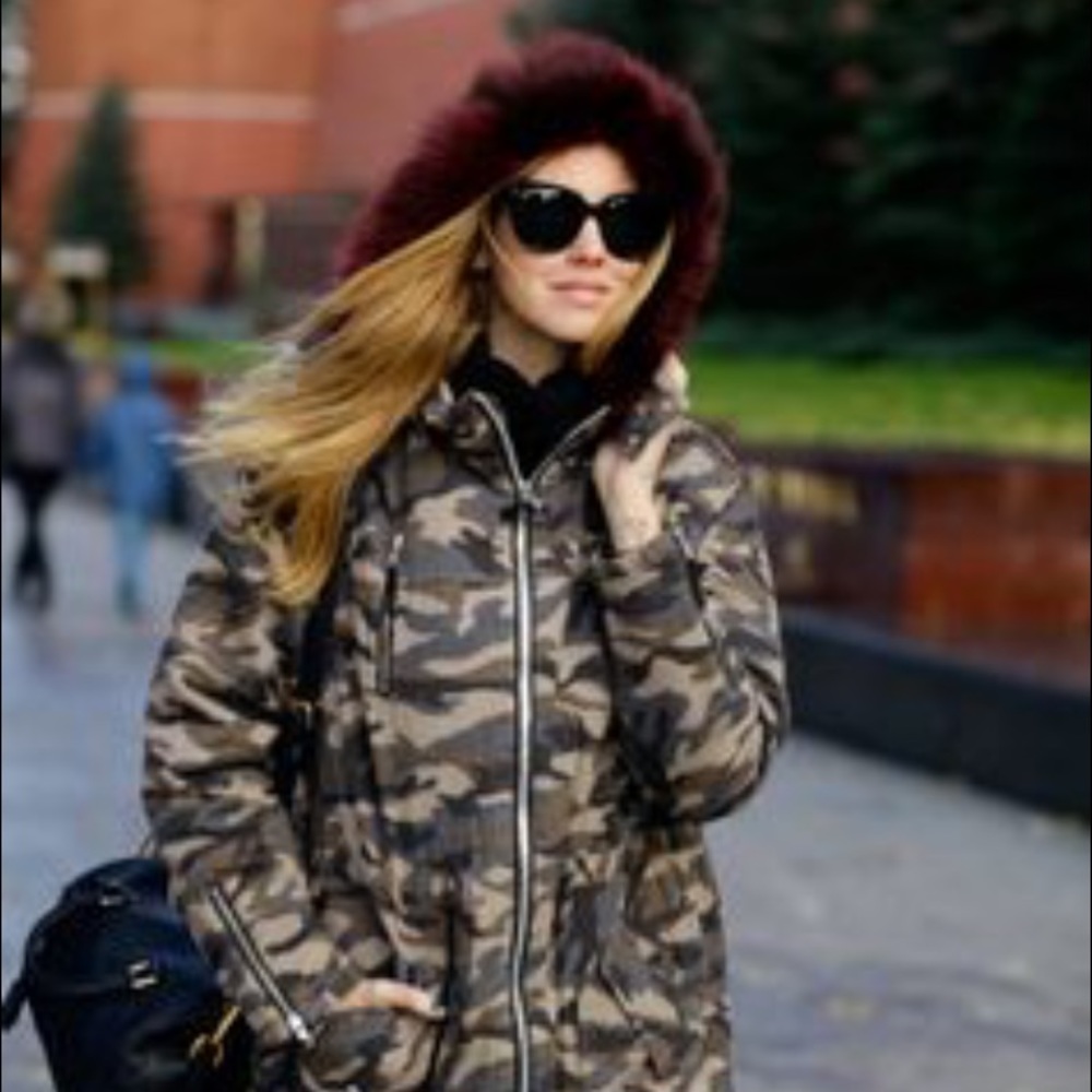 Elizabeth & James Cotton and Fox Fur Hooded Coat